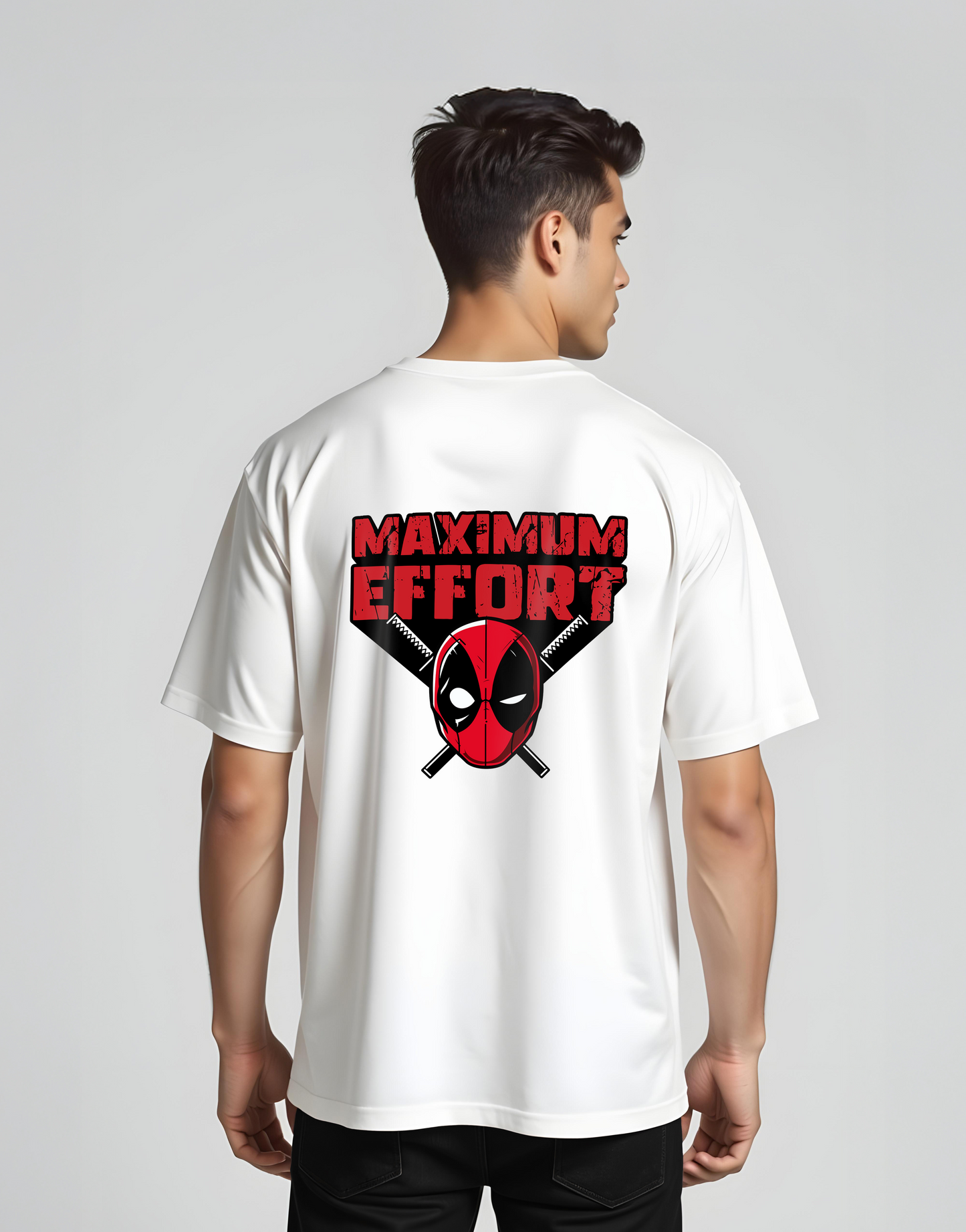 Deadpool Maximum Effort White Oversized Tee